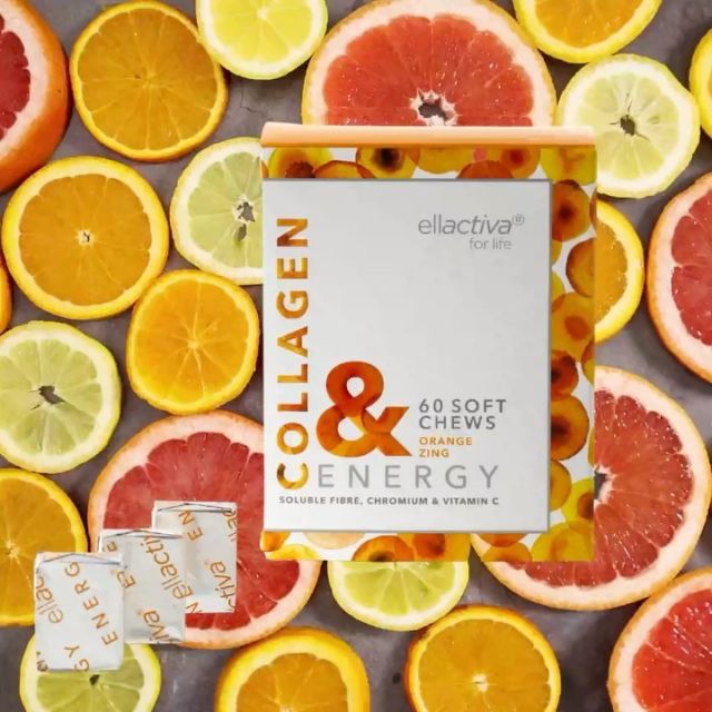 🍊🍊  USE CODE ENERGY30 and Save 30% until May 31st  🍊🍊
 
Ellactiva Collagen& Energy chews deliver clinically proven visible skin, hair and nail benefits, whilst helping you boost your energy levels uniquely combining optimised Bioactive Collagen Peptides® with Vitamin C, Chromium Picolinate and prebiotic dietary fibres.  
  Ellactiva Collagen& Energy chews are packed with optimised Bioactive Collagen Peptides® that ...⁠ ⁠ 
 
🍊 Increase skin elasticity⁠ 🍊
 
 Significantly reduce wrinkles⁠ 
 
🍊 Decrease cellulite⁠ 
 
🍊 Strengthen hair and nails⁠ 
 
🍊 Increase skin pro-collagen concentration⁠ ⁠ 
 
Whilst, Vitamin C supports normal energy-yielding metabolism, Chromium Picolinate helps maintain blood glucose levels and Inulin, FOS and Resistant Starch help nourish gut-friendly microbiome to promote healthy digestion.  
  Whatever your reason, Collagen& Energy chews are here to give you that everyday glow and energy boost when you need it most!